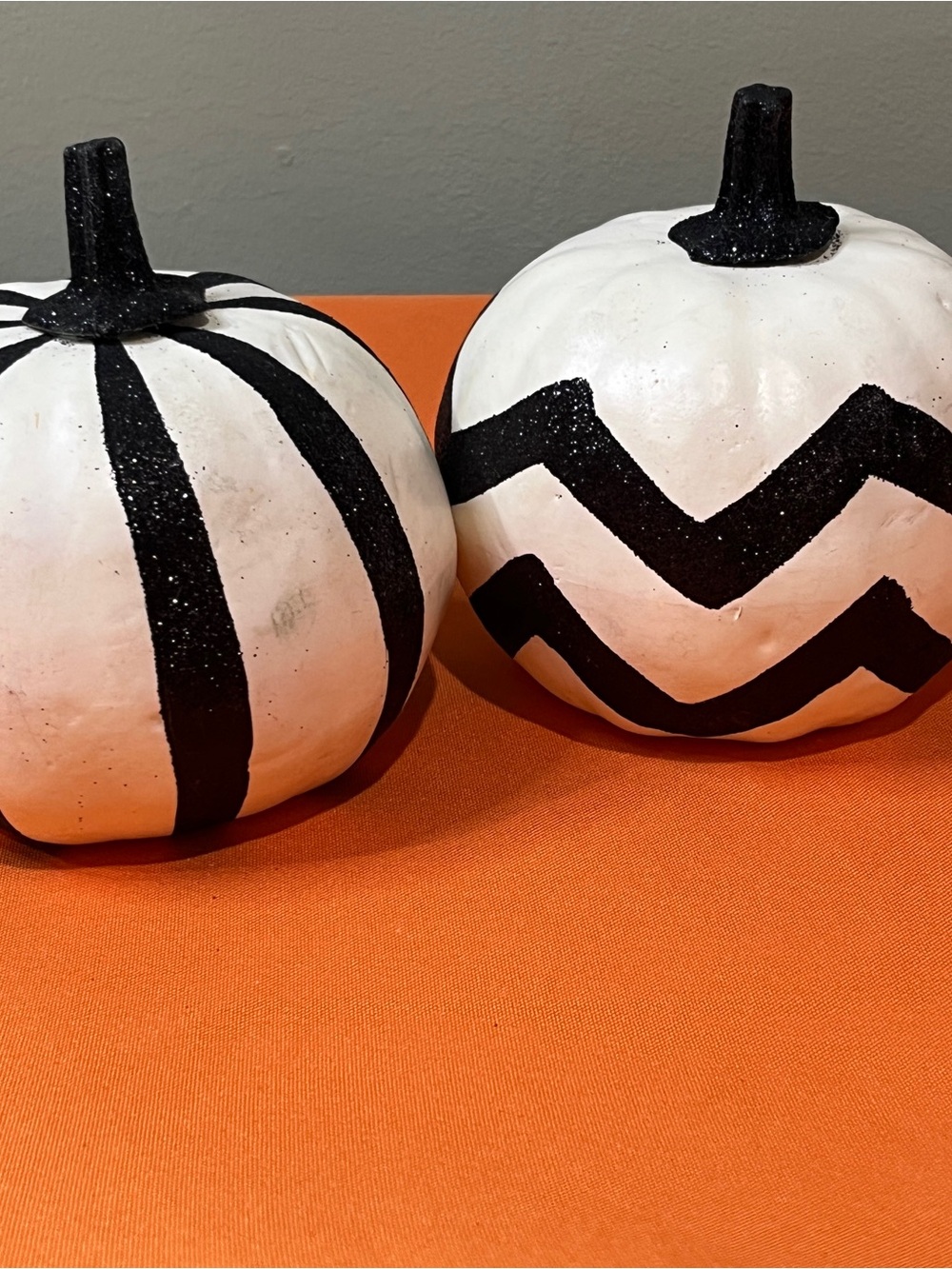 White and Black Decorative Pumpkins - Holiday Tabletop Décor - Picture 16 of 16